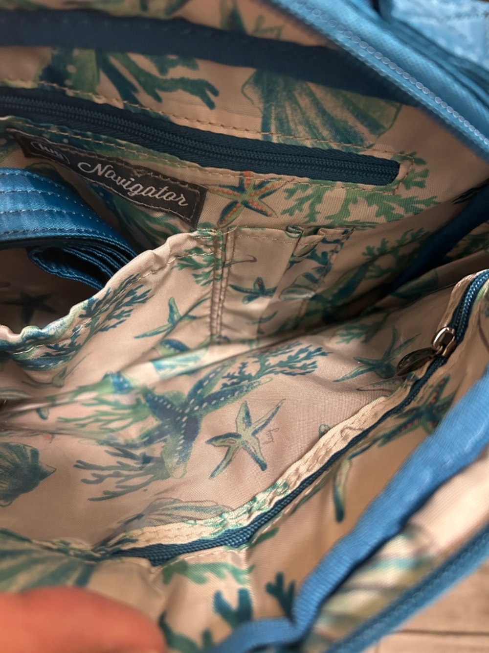 LUG Teal Quilted Navigator Crossbody Bag with Double Front Pockets - Picture 7 of 8